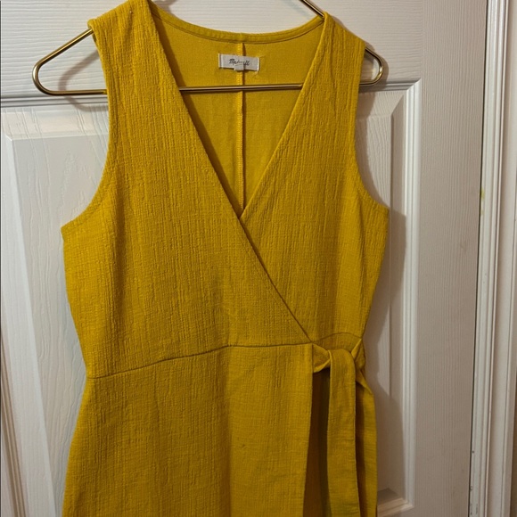 Madewell Sleeveless Wrap Mini Dress in Mustard Yellow - Picture 2 of 7